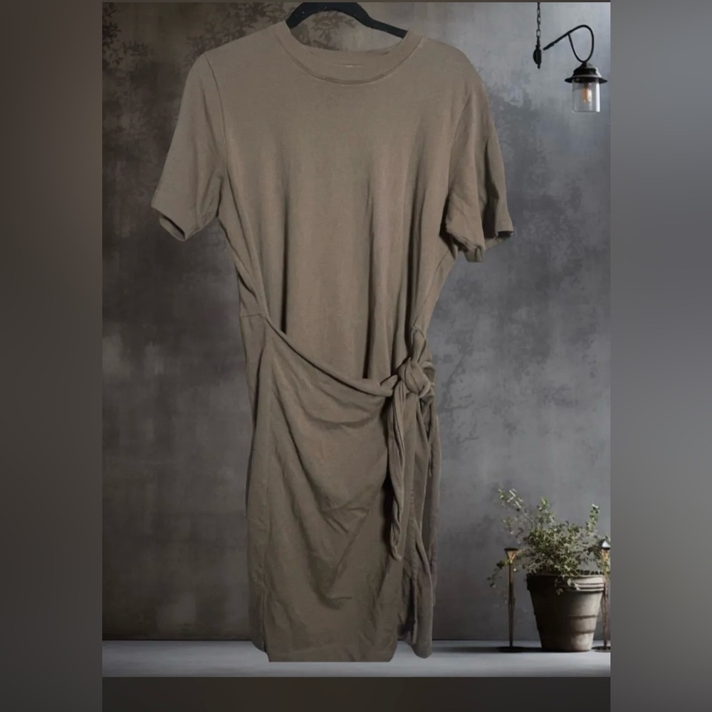 Vince Tan Tie Front cotton Midi shirt Dress Sz M